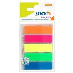 Stick index plastic transparent color 45 x 12 mm, 5 x 25 file/set, Stick"n - 5 culori neon