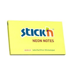 Notes autoadeziv 76 x 127 mm, 100 file, Stick"n - galben neon