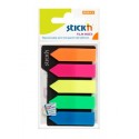 Stick index plastic transparent color 42 x 12 mm, 5 x 25 file/set, Stick"n - 5 culori neon - sageata