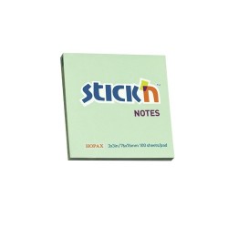 Notes autoadeziv 76 x 76 mm, 100 file, Stick"n - verde pastel
