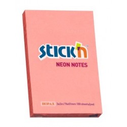 Notes autoadeziv 76 x 51 mm, 100 file, Stick"n - mov neon