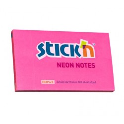 Notes autoadeziv 76 x 127 mm, 100 file, Stick"n - roz neon
