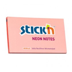 Notes autoadeziv 76 x 127 mm, 100 file, Stick"n - corai neon