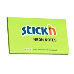 Notes autoadeziv 76 x 127 mm, 100 file, Stick"n - verde neon
