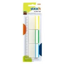 Stick index plastic transp. cu margine color 37 x 50 mm, 3 x 10file/set, Stick"n - 3 culori neon/alb