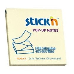 Notes autoadeziv 76 x 76 mm, 100 file, Stick"n Pop-up - galben pastel