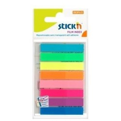 Stick index plastic transparent color 45 x 8 mm, 8 x 20 file/set, Stick"n - 8 culori neon