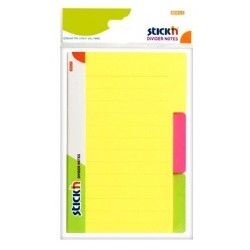 Divider notes autoadeziv cu 3 separatoare, 148 x 98 mm, 60 file, Stick"n - 3 culori neon