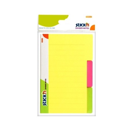 Divider notes autoadeziv cu 3 separatoare, 148 x 98 mm, 60 file, Stick"n - 3 culori neon