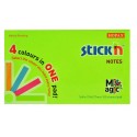 Magic notes autoadeziv 76 x 127 mm, 100 file, Stick"n Magic Notes - 4 culori neon