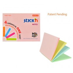 Magic notes autoadeziv 76 x 101 mm, 100 file, Stick"n Magic Notes - 4 culori pastel