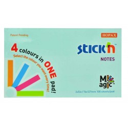 Magic notes autoadeziv 76 x 127 mm, 100 file, Stick"n Magic Notes - 4 culori pastel