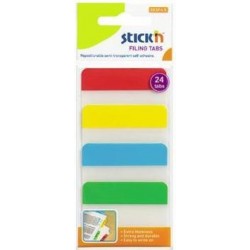 Stick index plastic transp. cu margine color 38 x 51 mm, 4 x 20 file/set, Stick"n - 4 culori neon