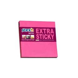 Notes autoadeziv extra-sticky 76 x 76mm, 90 file, Stick"n - magenta neon
