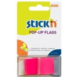 Film index autoadeziv 45 x 25mm, 50 file/set, cu dispenser, Stick"n Pop-up - magenta