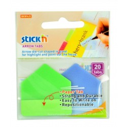 Stick index plastic 38 x 38 mm, 20/set, index sageata, tab hartie color, Stick"n Arrow Tabs