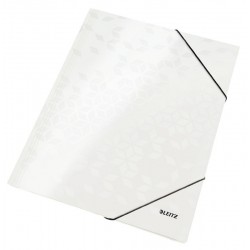 Mapa carton cu elastic LEITZ Wow - alb metalizat