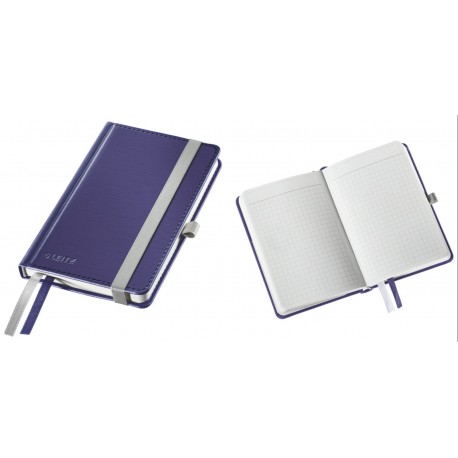 Caiet de birou A6, LEITZ Style, coperti carton rigid - albastru titan, hartie crem - matematica
