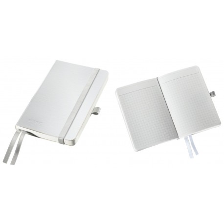 Caiet de birou A6, LEITZ Style, coperti flexibile - alb arctic, hartie crem - matematica