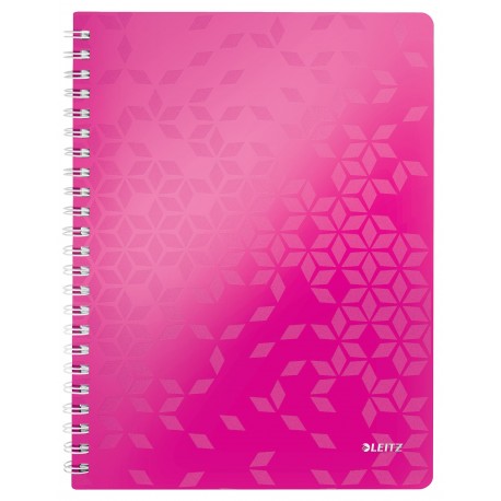 Caiet de birou Leitz WOW, PP, A4, matematica - roz metalizat