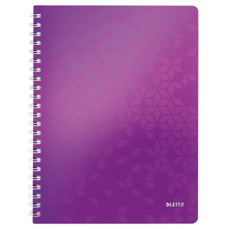 Caiet de birou Leitz WOW, PP, A4, matematica - mov metalizat