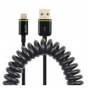 Cablu de date spiralat LEITZ Complete Lightning, port USB, 1 m - negru