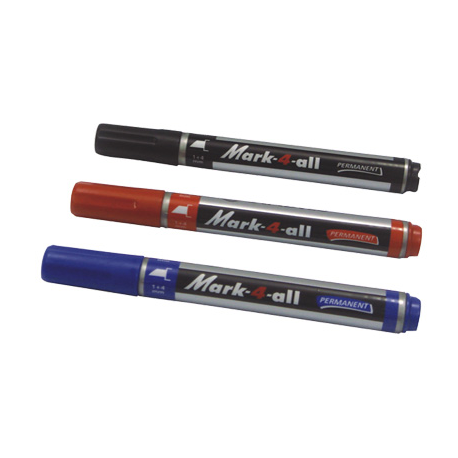 Marker permanent Stabilo Mark-4-all, varf retezat, 1 - 4 mm, albastru