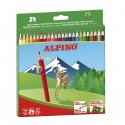 Creioane colorate, cutie carton, 24 culori/set, ALPINO