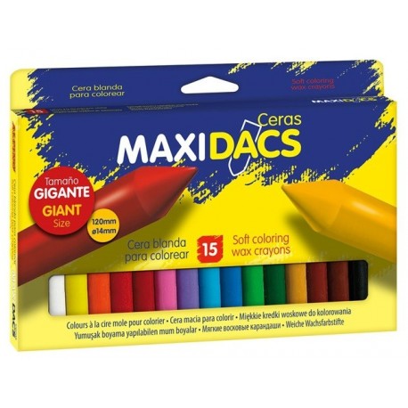 Creioane cerate soft, cutie carton, 15 culori/cutie, ALPINO MaxiDacs