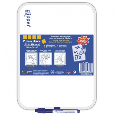 Tablita pentru scris 25.5 x 18 cm + marker, CLIPPER - alba