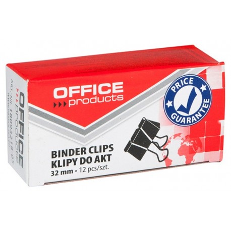 Clip hartie 32mm, 12buc/cutie, Office Products - negru