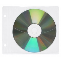 Plic plastic PP pentru CD/DVD, cu perforatii, 10 buc/set, Office Products - transparent