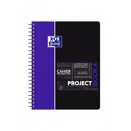 Caiet cu spirala A4+, OXFORD Student Projectbook, 100 file-90g/mp, 4 perf., coperta PP - dictando