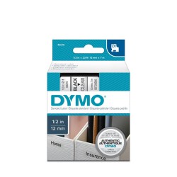 Banda Dymo D1,12mm x 7m,negru/transparent (45010)