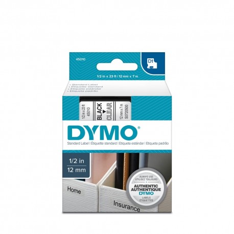 Banda Dymo D1,12mm x 7m,negru/transparent (45010)