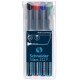 Universal permanent marker SCHNEIDER Maxx 222 F, varf 0.7mm, 4 culori/set - (N, R, A, V)