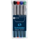 Universal non-permanent marker SCHNEIDER Maxx 223 F, varf 0.7mm, 4 culori/set - (N, R, A, V)