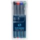 Universal permanent marker SCHNEIDER Maxx 220 S, varf 0.4mm, 4 culori/set - (N, R, A, V)