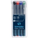 Universal permanent marker SCHNEIDER Maxx 224 M, varf 1mm, 4 culori/set - (N, R, A, V)