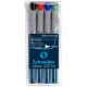 Universal non-permanent marker SCHNEIDER Maxx 225 M, varf 1mm, 4 culori/set - (N, R, A, V)