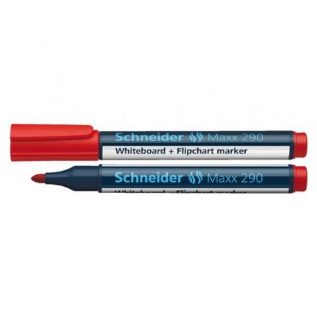 Marker SCHNEIDER Maxx 290, pentru tabla de scris+flipchart, varf rotund 2-3mm - rosu