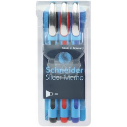 Pix SCHNEIDER Slider Memo XB, rubber grip, accesorii metalice, 3 culori/set - (N, R, A)