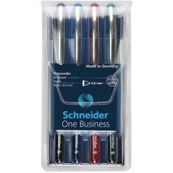 Roller cu cerneala SCHNEIDER One Business, ball point 0.6mm, 4 culori/set - (N,R,A,V)