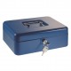 Caseta (cutie) metalica pentru bani, 250 x 180 x 90 mm, tavita monezi euro, ALCO - albastra