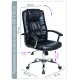 Scaun de birou, brate metalice, rotile, piele ecologica eleganta, Office Products Cyprus - negru