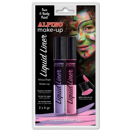 Tub machiaj, 6gr., 2 buc/blister, ALPINO Make-Up Liquid Liner - roz + violet