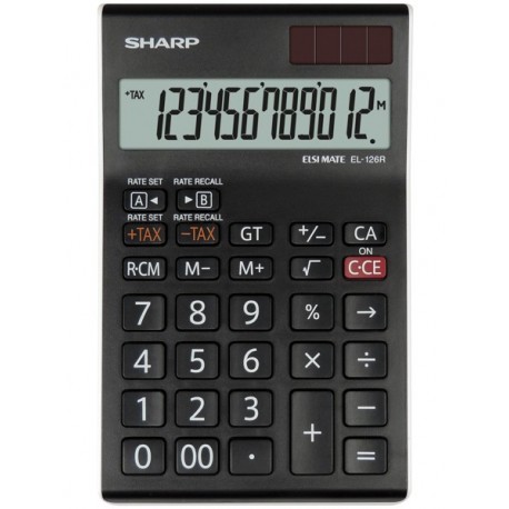 Calculator de birou, 12 digits, 155 x 97 x 12 mm, SHARP EL-126RWH - negru/alb