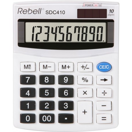 Calculator de birou, 10 digits, 125 x 100 x 27 mm, Rebell SDC 410 - alb