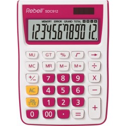 Calculator de birou, 12 digits, 145 x 104 x 26 mm, Rebell SDC 912 - alb/roz