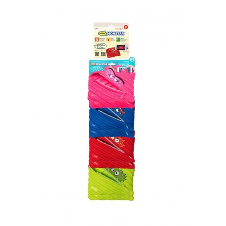 Clip-strip 8 buc. penare cu fermoar, ZIP..IT Talking Monstar Jumbo - 2 x 4 culori asortate - EAN 729